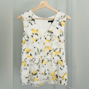 White House Black Market Yellow Floral Lace Dress